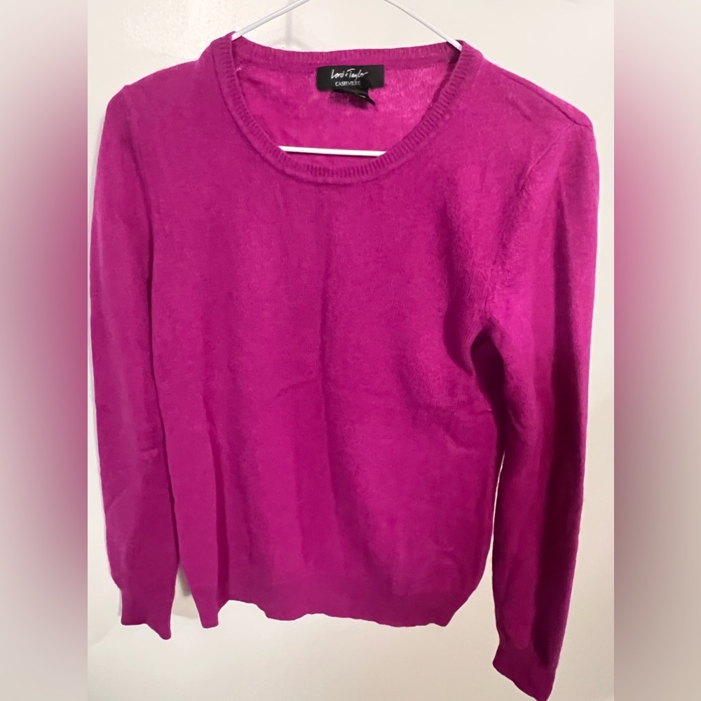 Lord and Taylor fuchsia purple 100% cashmere sweater SZ M